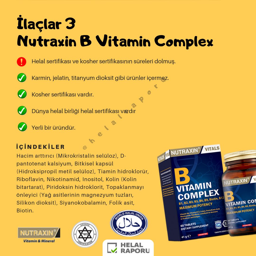 Nutraxin B Vitamin Complex | İlaç İncelemeleri | HelalRaporu